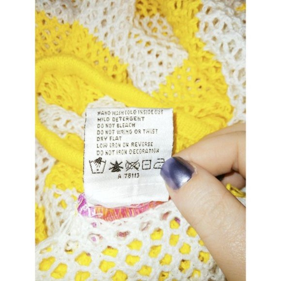 Quacker Factory Womens Cardigan Full Zip Yellow White Stripes Hood Tie Ramie XL - Picture 5 of 5